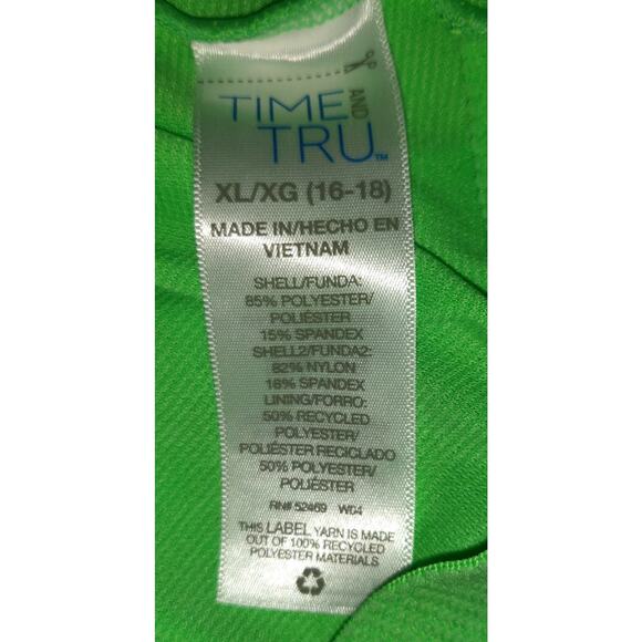 Green Eyelet Swimsuit Women's Sz XL 16 18 Built In Bra Strappy Back One Piece - Picture 7 of 16